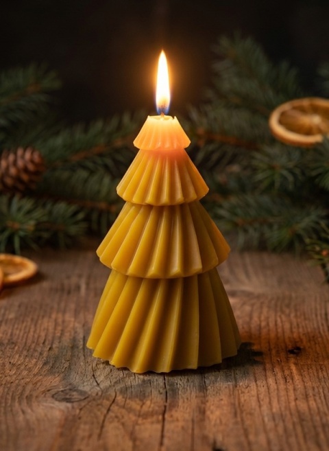 Choinka duża - świeczka z wosku pszczelego